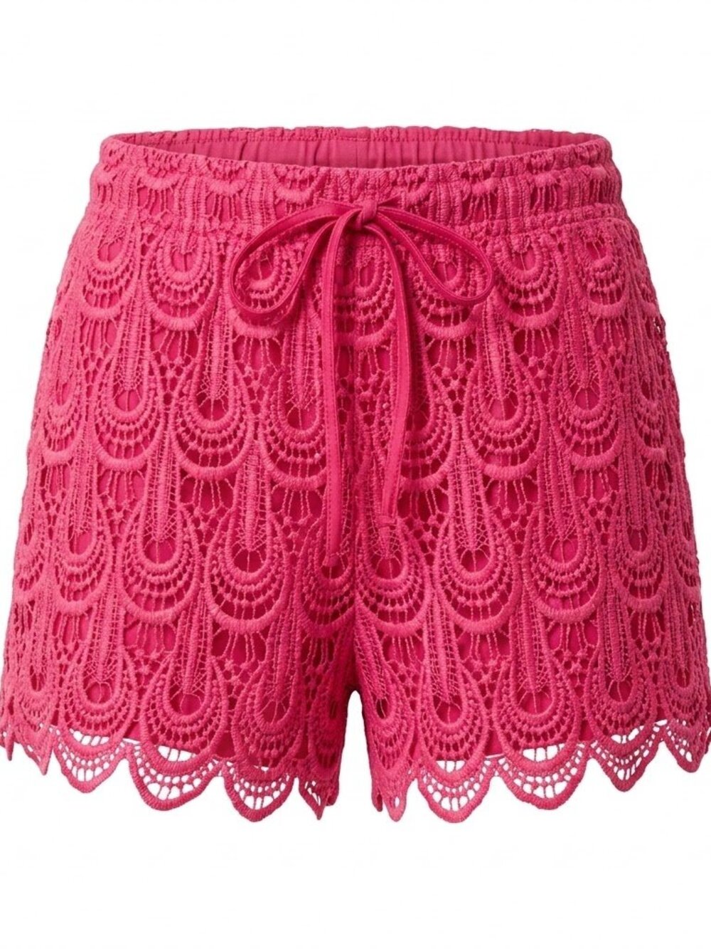 Hot Pink Crochet Lace Shorts Crochet Knit Coquette Dollette Festival Boho Medium